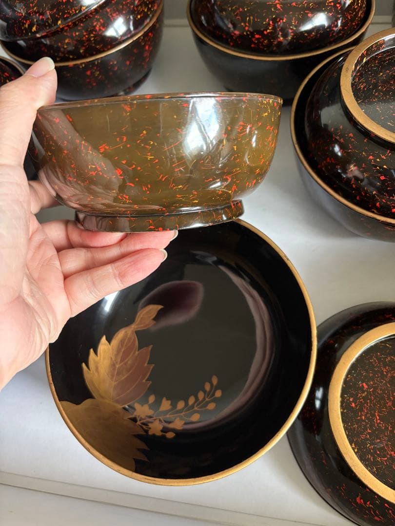 輪島塗漆器　椀　内桐巻繪　菓子椀　 拾人前入　蒔絵　10客　訳あり