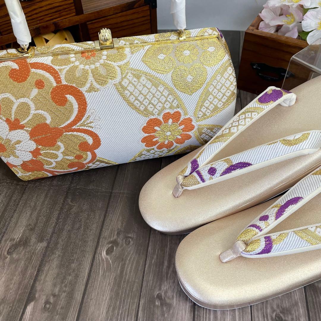 ☆1050✨振袖や訪問着などに✨有名ブランド 西陣織 草履バッグ 箱入り　L