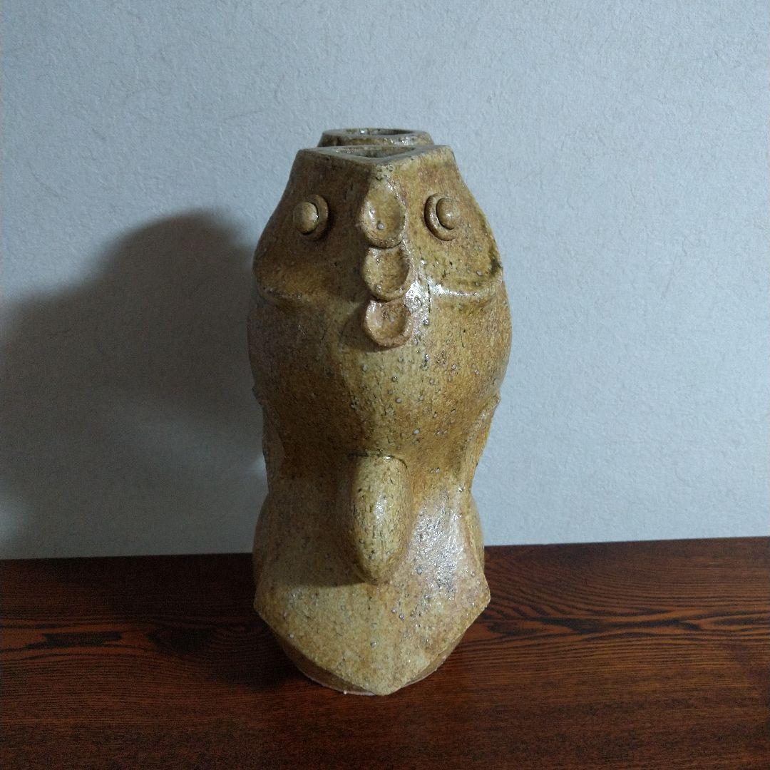 河井創太　灰釉双魚扁壷　桐共箱　黄布・栞付き