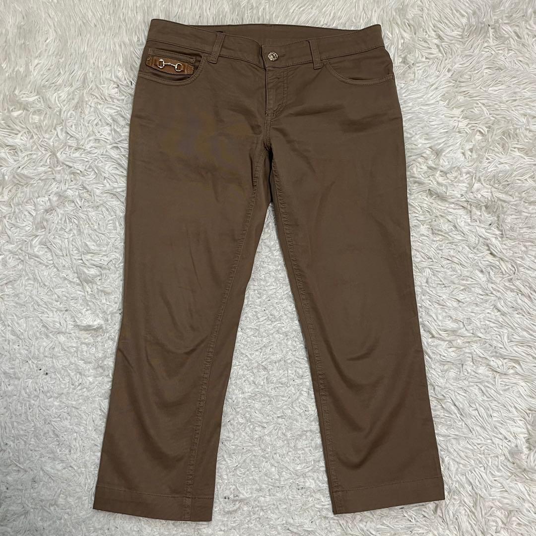 希少美品　GUCCI チノパン　ホースビット　レザーパッチ　金ボタン　ベージュ
