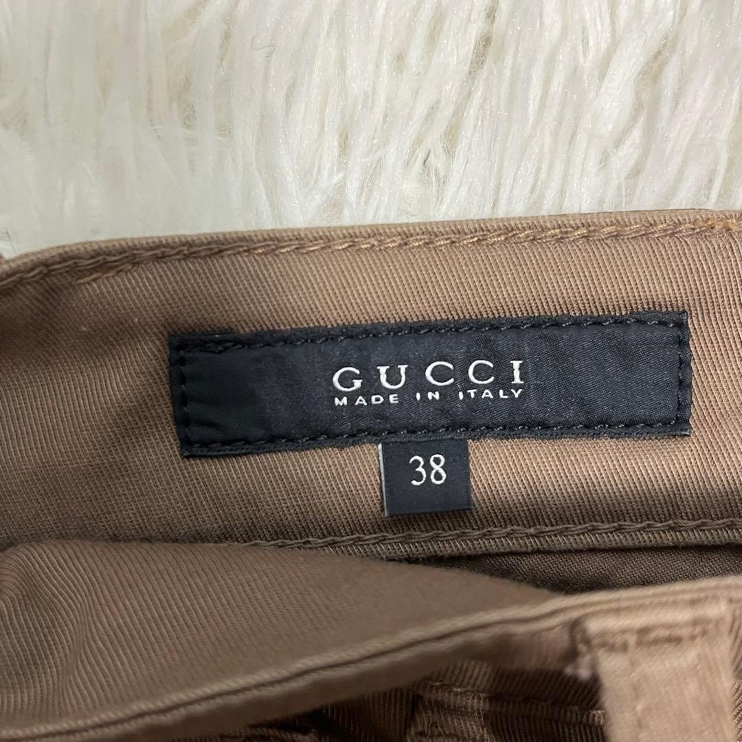 希少美品　GUCCI チノパン　ホースビット　レザーパッチ　金ボタン　ベージュ