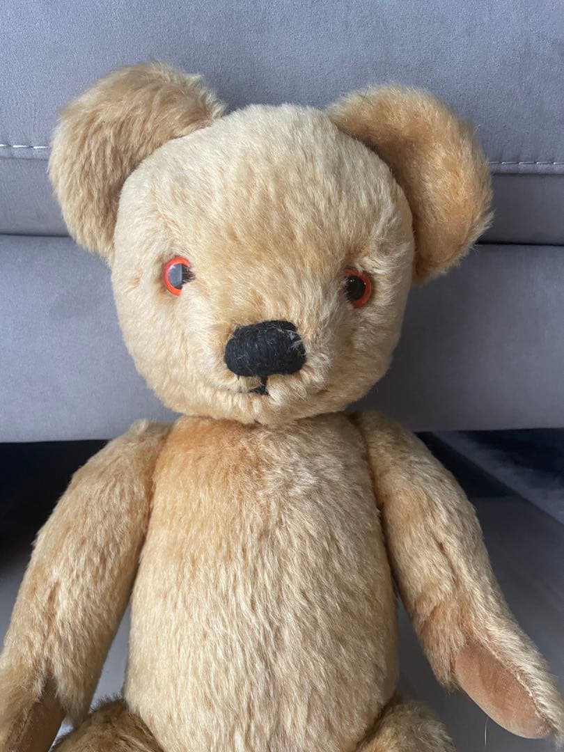 英国製MERRYTHOUGHTメリーソートヴィンテージ テディベアぬいぐるみ赤目