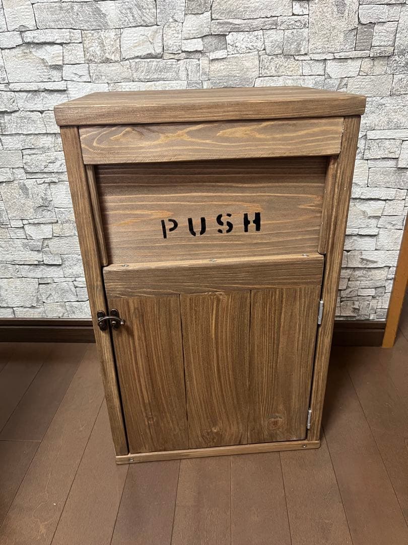 45L 白×ナチュラル　アメリカン　ダストボックス　お洒落ゴミ箱　分別　木製