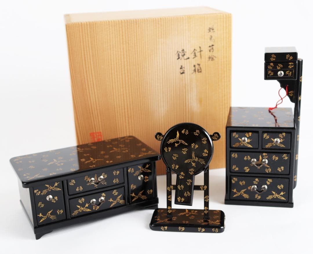 雛道具 京人形 田中彌 蝶鳥蒔絵 鏡台 針箱 京都 田中弥 共箱