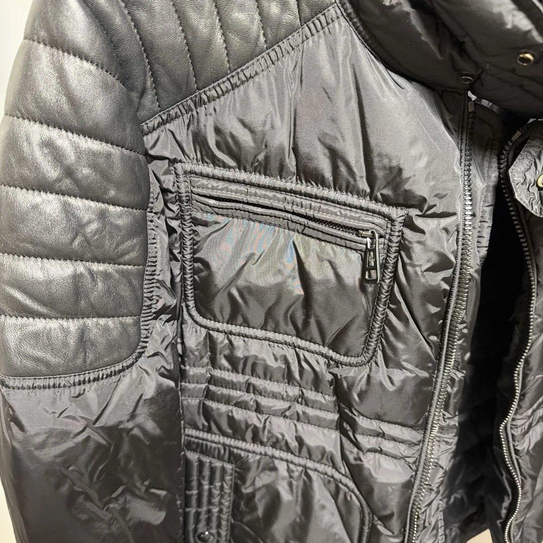ロ*口様 モンクレール レザー×ナイロン ダウン ライダース ジャケット BAH