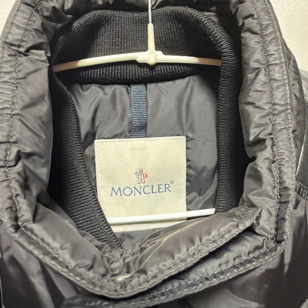 ロ*口様 モンクレール レザー×ナイロン ダウン ライダース ジャケット BAH