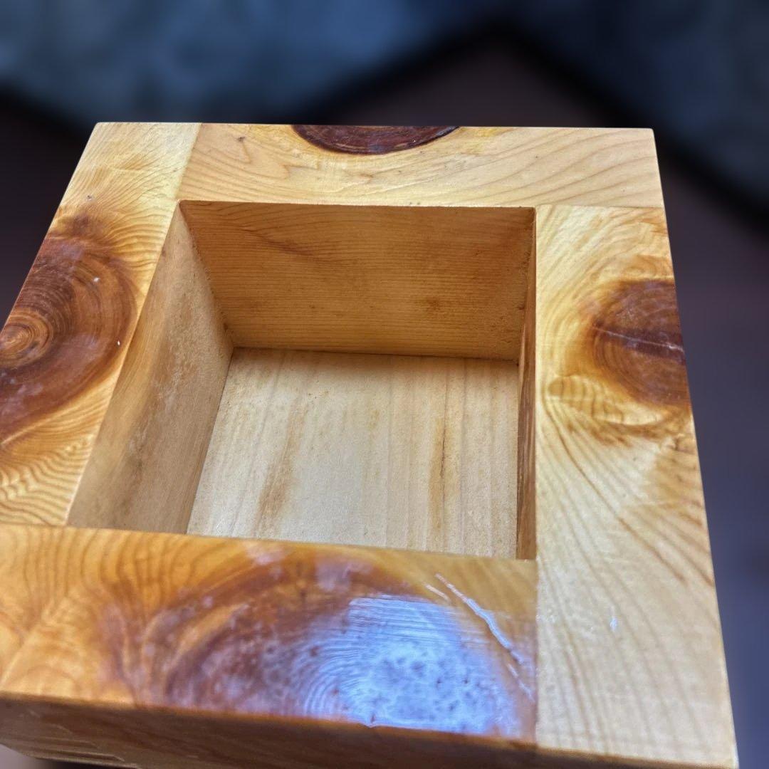 木製収納ボックス 無垢材 四角形 約12cm
