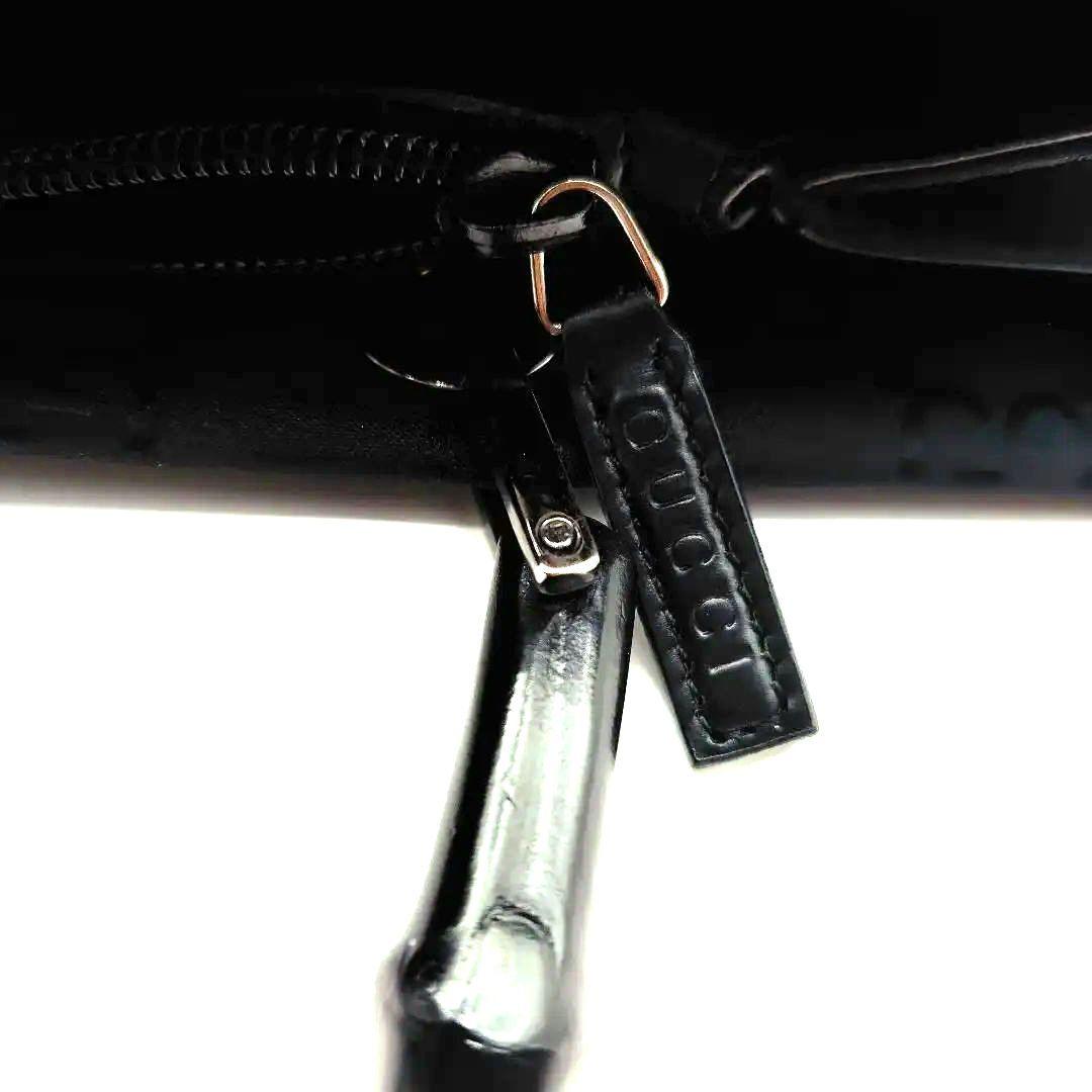 Gucci 　グッチ　GGパターン　バンブー 　ハンドバッグ 黒