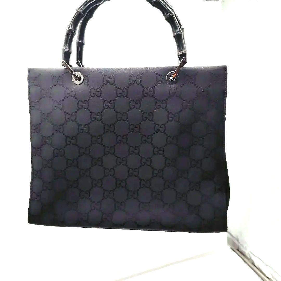 Gucci 　グッチ　GGパターン　バンブー 　ハンドバッグ 黒