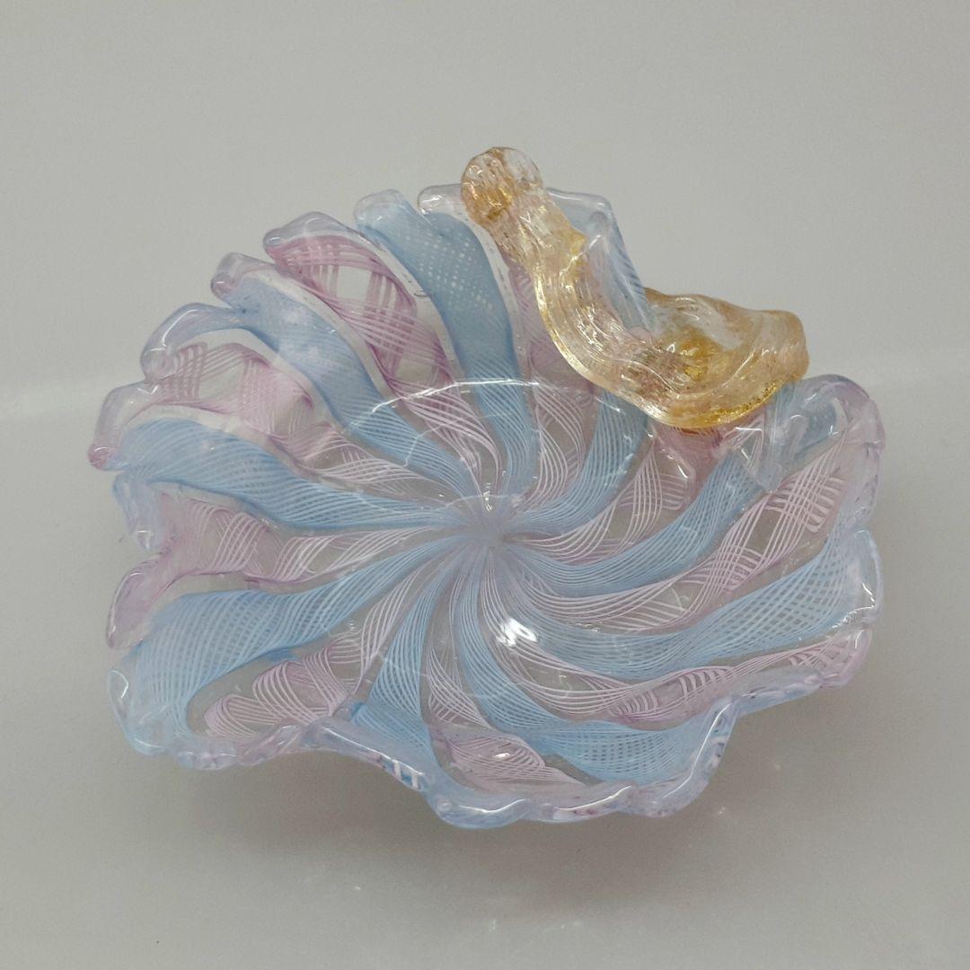 MURANO ムラノ 金彩 レース 木葉 モチーフ 皿