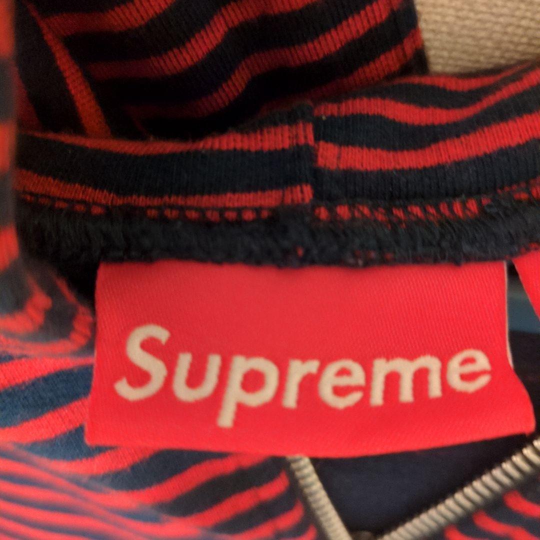 supreme 赤黒ストライプ フルジップパーカー