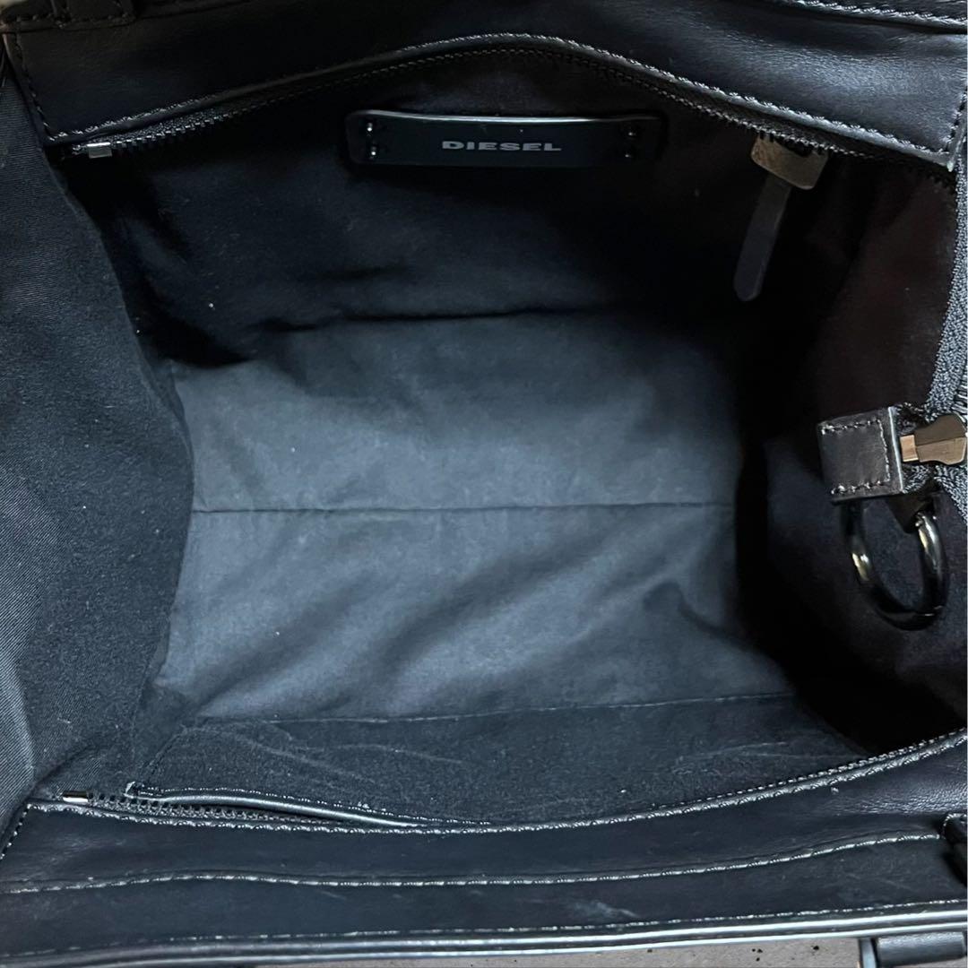 良品　ディーゼル　ハンドバッグ　レザー　エンボス　BADIA 腕掛け　黒