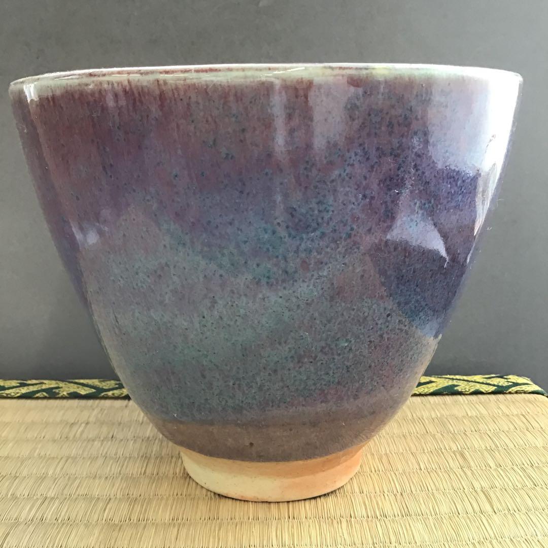 茶道具　建水　辰砂　南渓山窯　発色美　姜寿華　カンスウファ造　共箱　S222KS