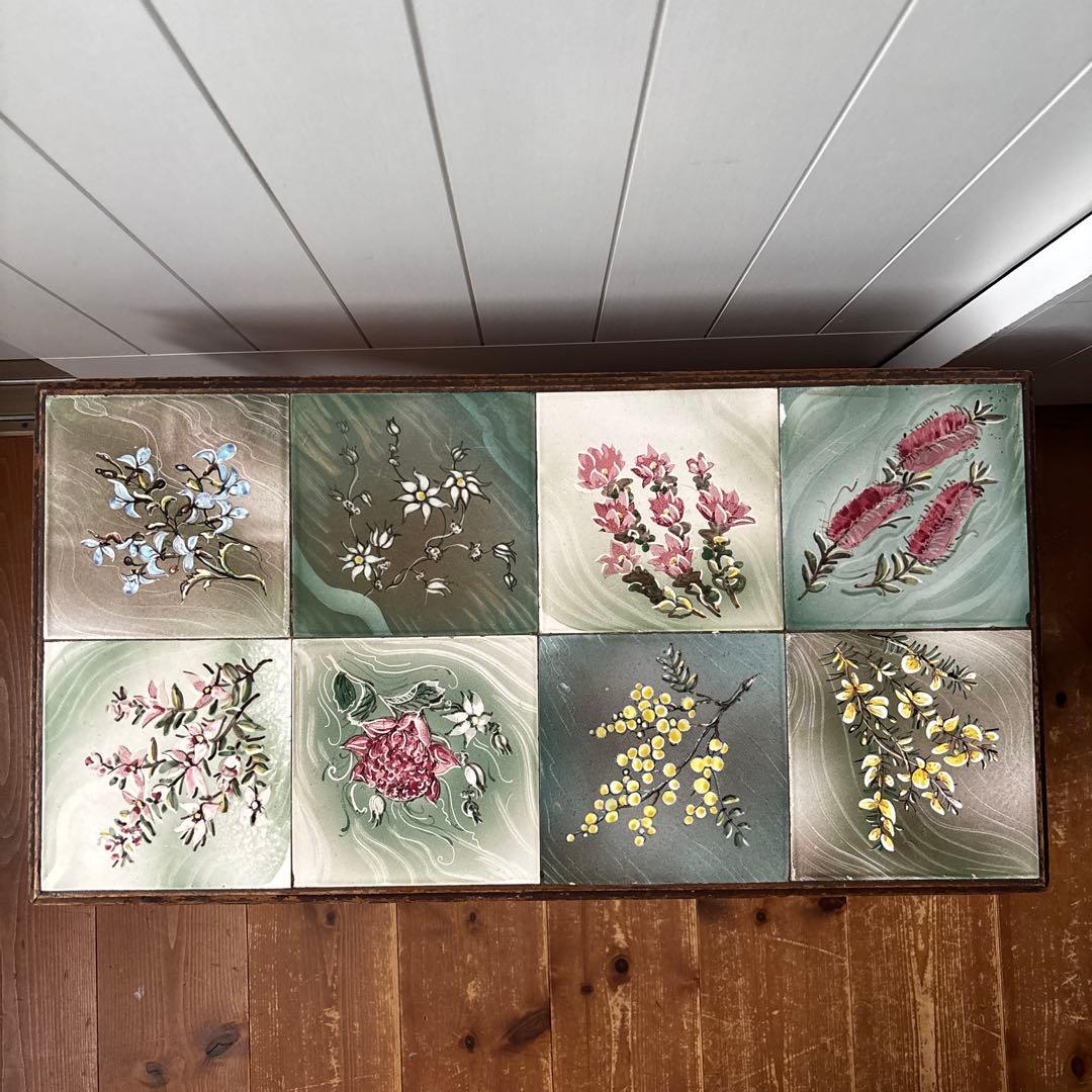 アンティーク　タイルトップ　ミニテーブル