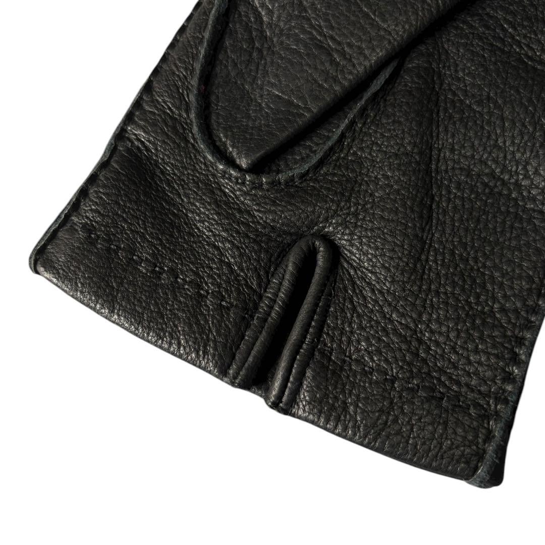 PRADA カシミヤ×レザー グローブ ブラック