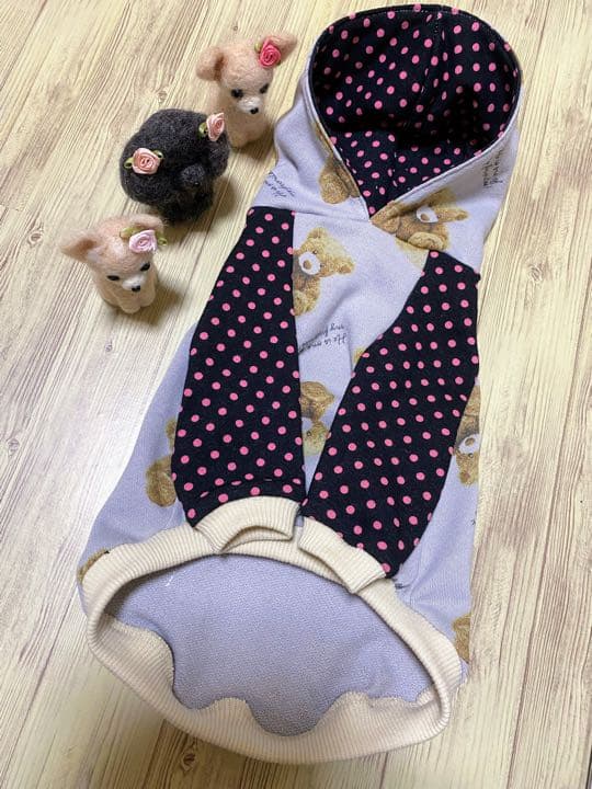 犬服  ラグランフード(M)   ꒡̈⃝Lily꒡̈⃝ハンドメイド
