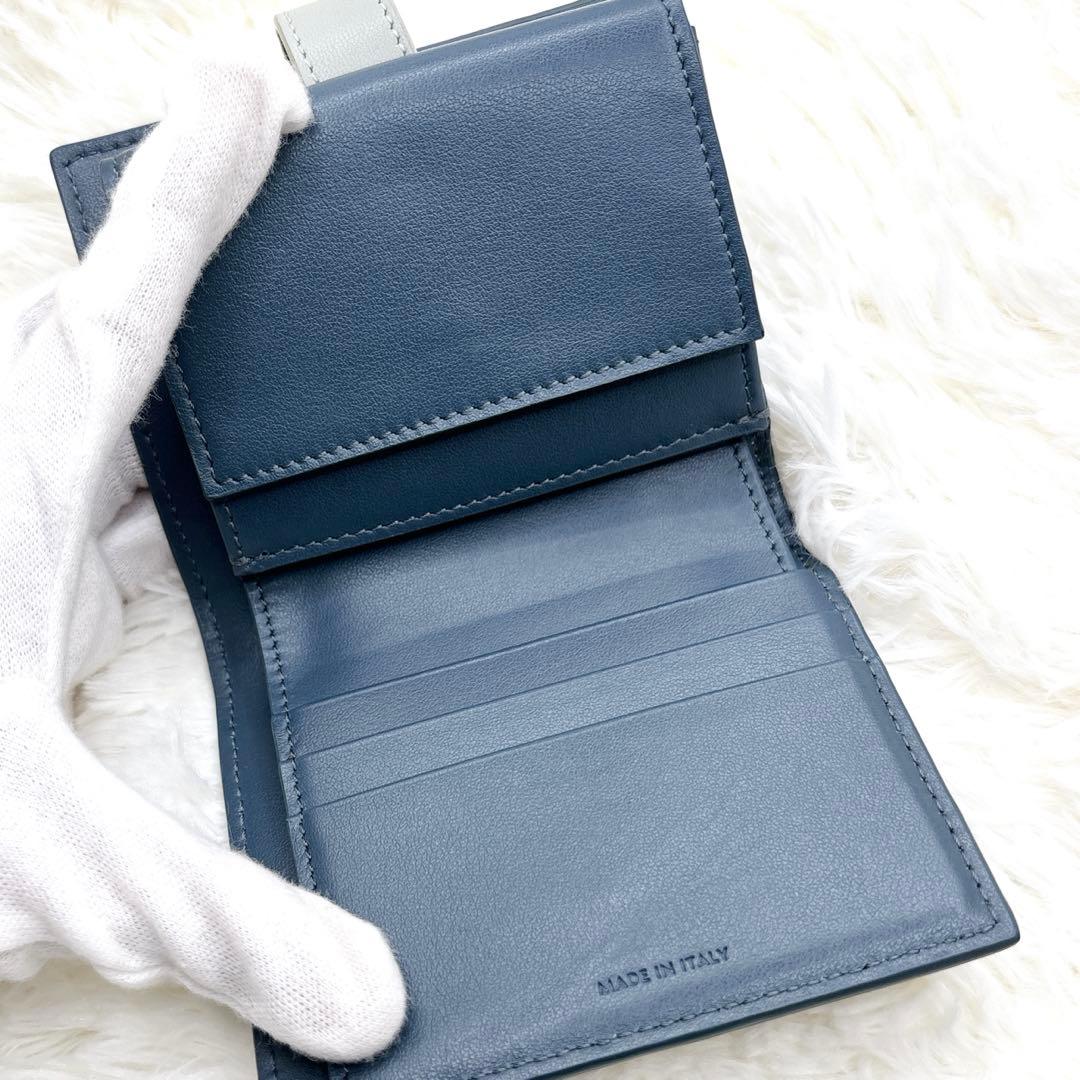 極美品✨️CELINE 二つ折り財布 ネイビー スモールストラップウォレット
