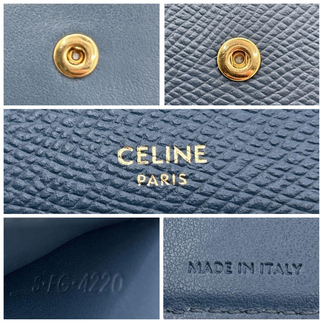 極美品✨️CELINE 二つ折り財布 ネイビー スモールストラップウォレット