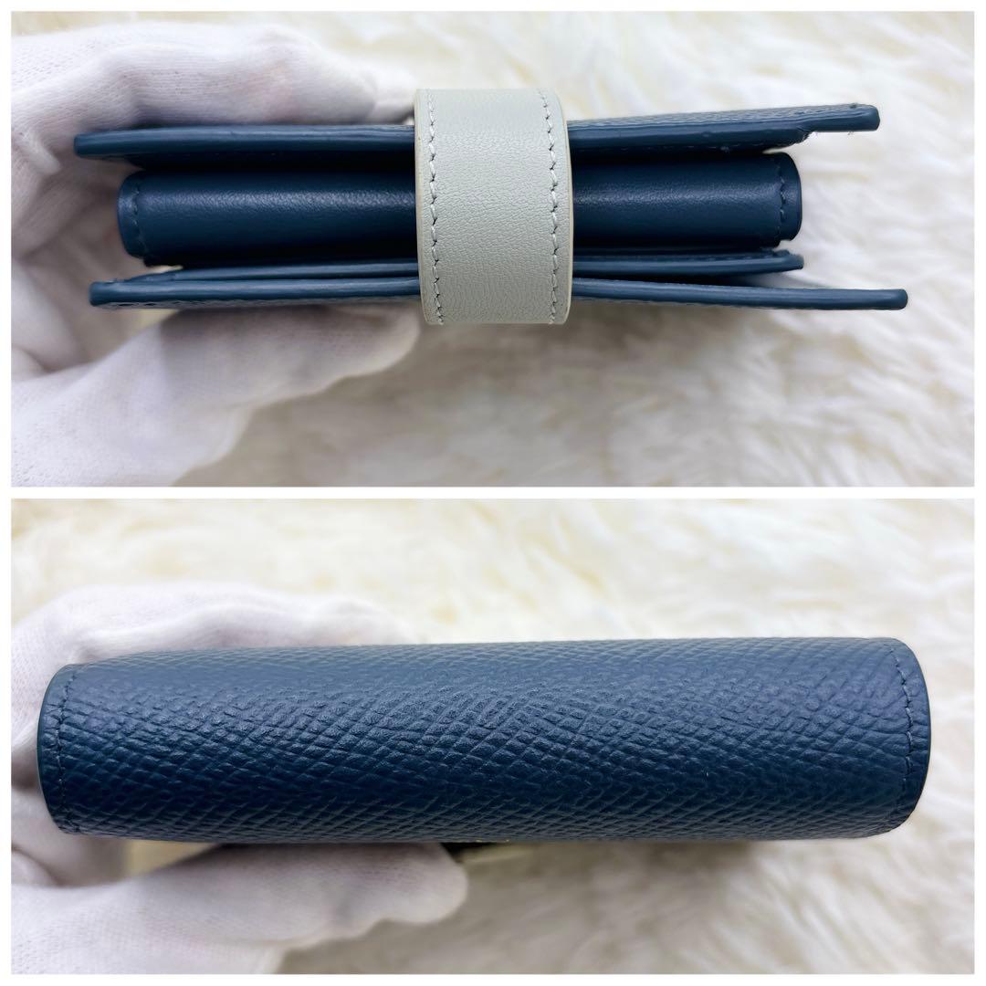 極美品✨️CELINE 二つ折り財布 ネイビー スモールストラップウォレット