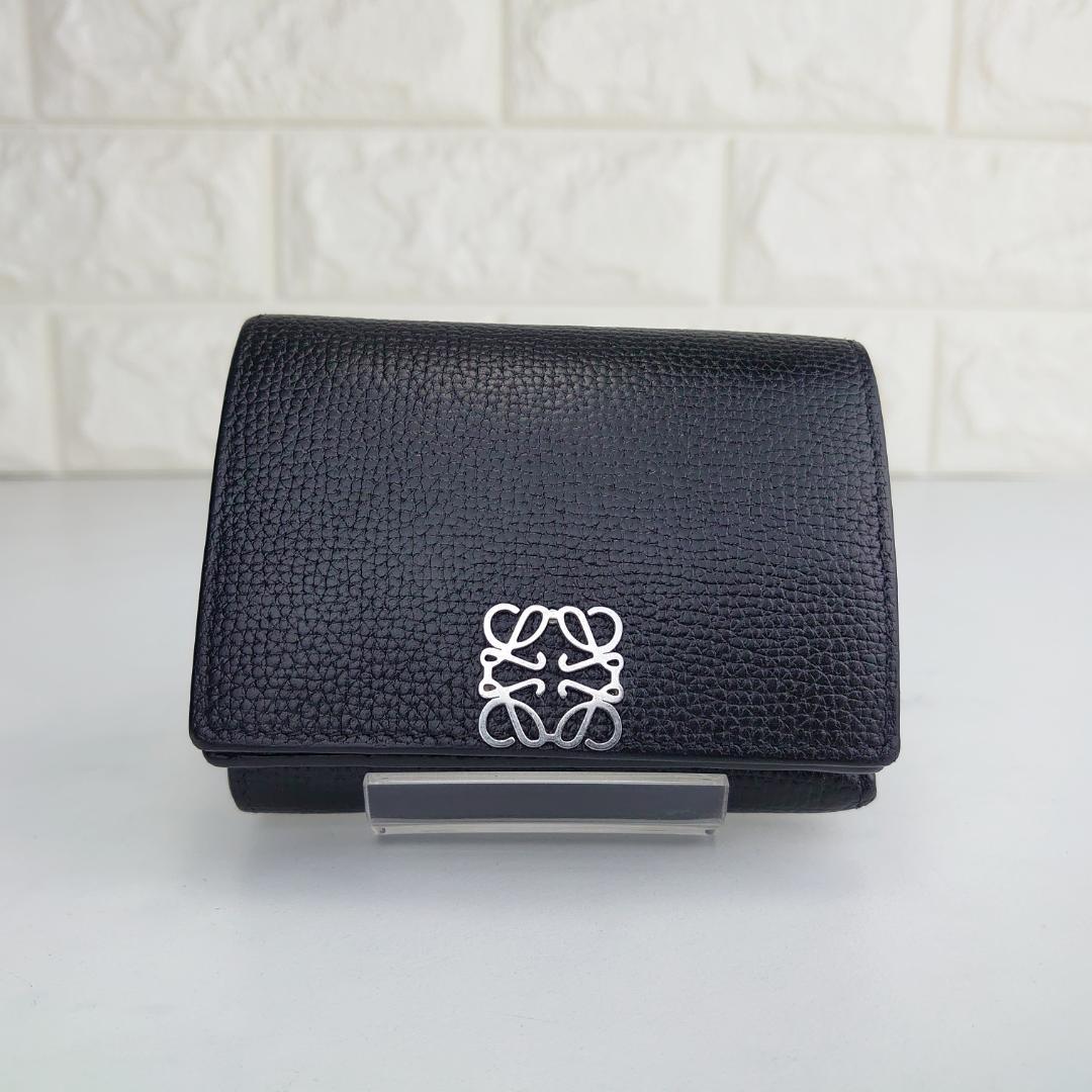 【美品】ロエベ　アナグラム　トライフォールド　Wホック　三つ折り財布　1202