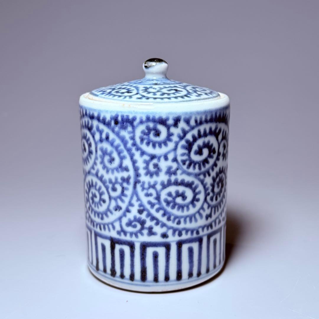 古伊万里　極上品　染付蛸唐草文様火入れ　灰入れ　江戸期　骨董　古美術コレクション