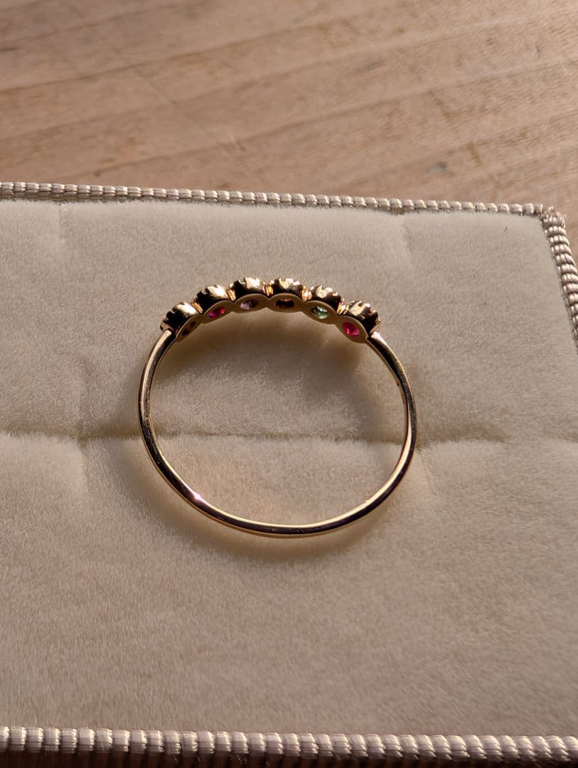 【美品】15号 BLOOM k10 イエローゴールド マルチカラー リング