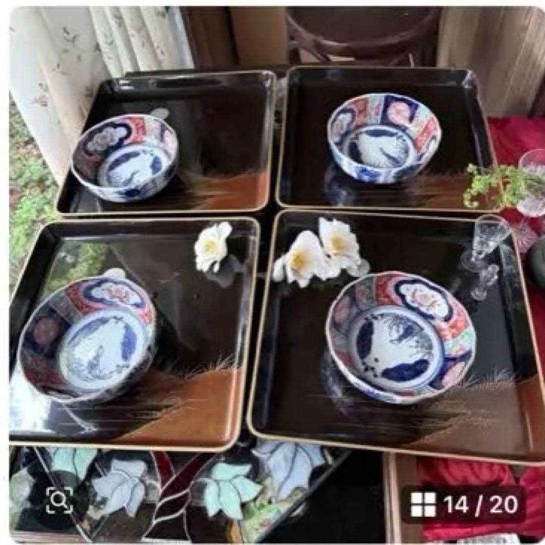 2230様感謝‼️JAPANGOZEN超絶時代蒔絵「源氏物語　須磨　明石」御膳5客