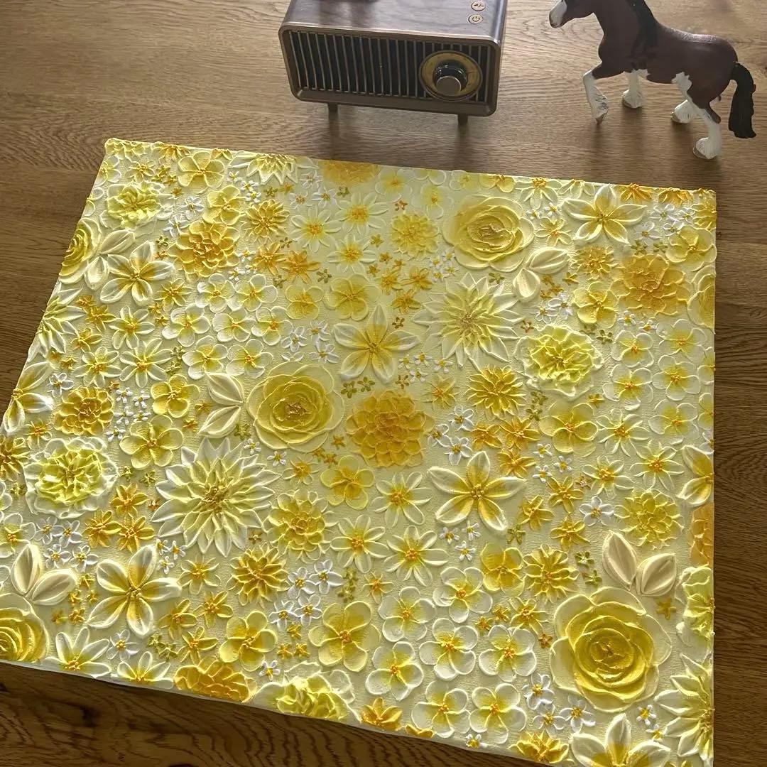 フラワーアート 黄色 黄色の絵 黄色絵画 花柄　花の絵 イエロー yellow