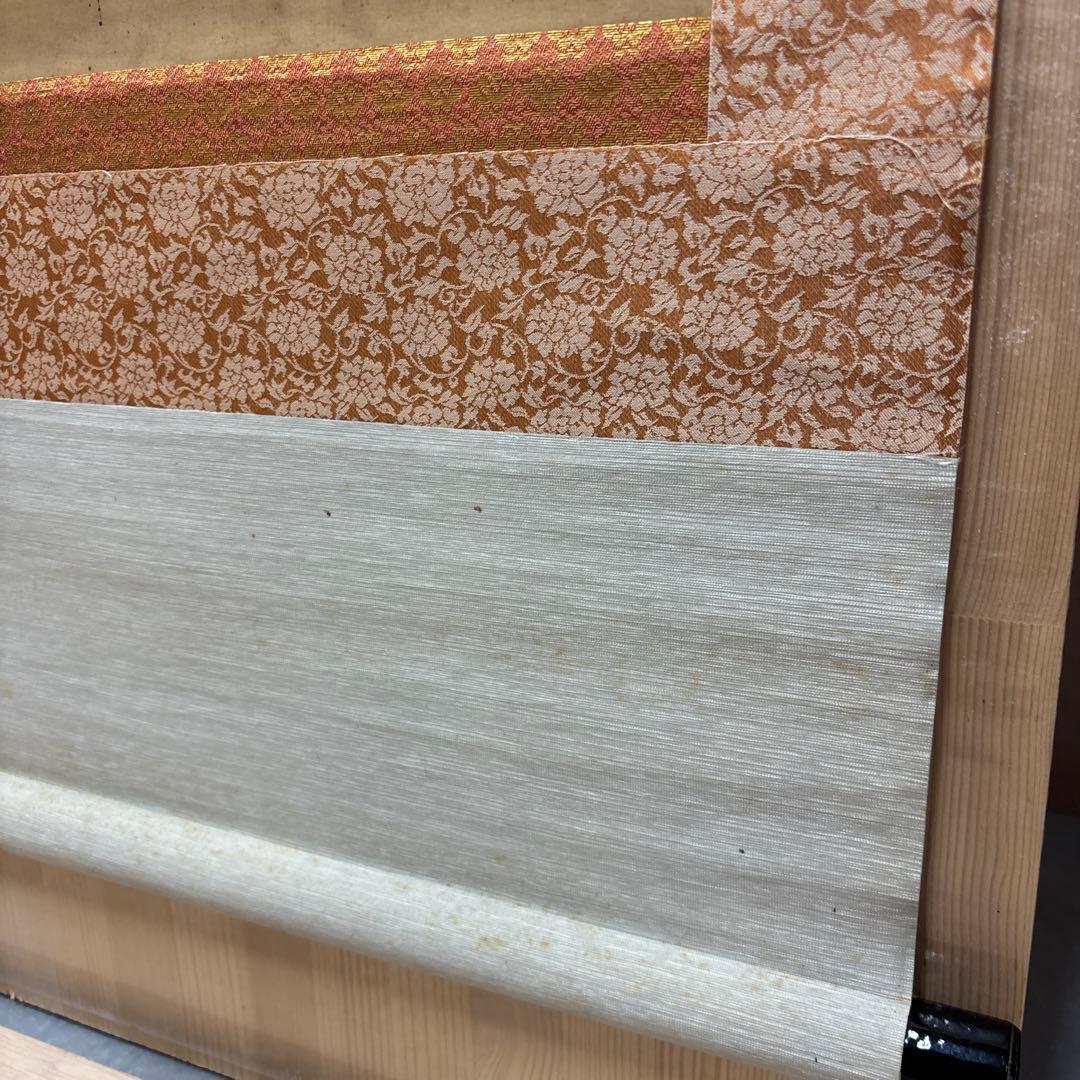 鶏と花の日本画掛軸　　0121o78