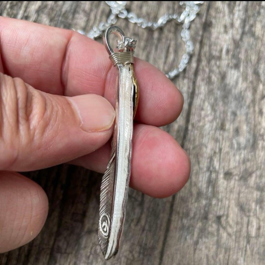 シルバー フェザー ネックレス トップ ハート ハンドメイド ノーブランド