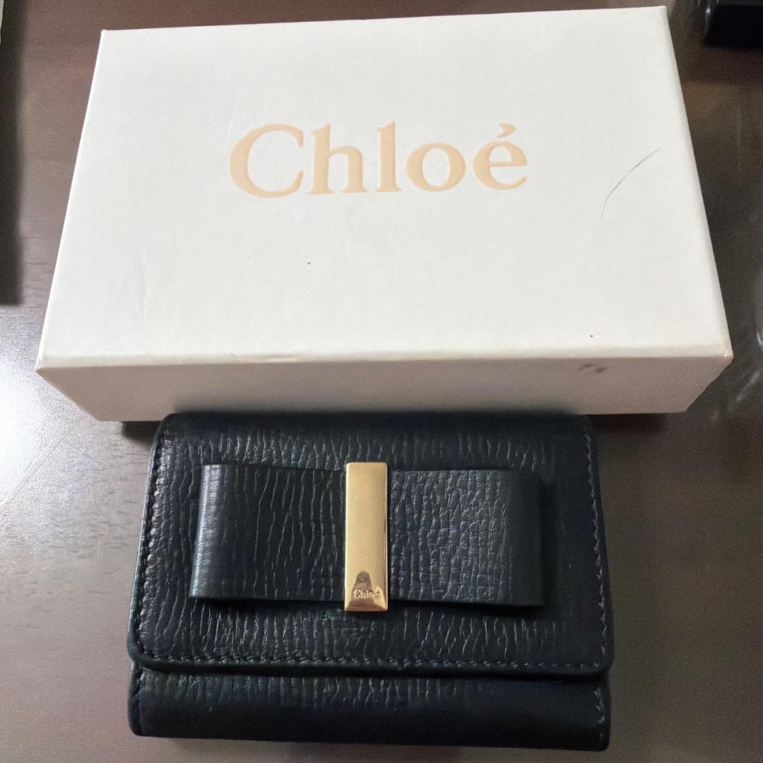 Chloé ブラックレザー 三つ折り財布