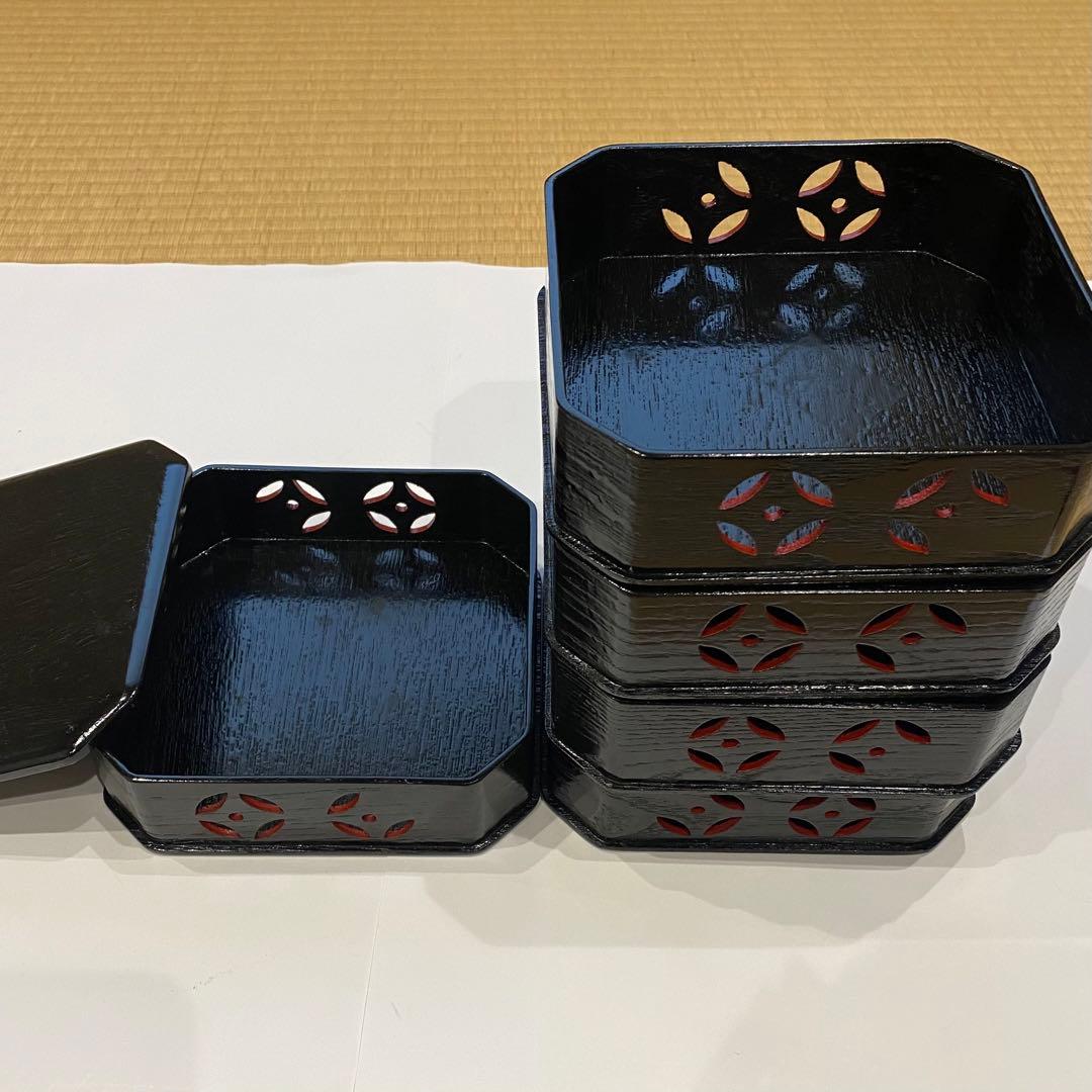 茶道具　縁高　七宝透かし