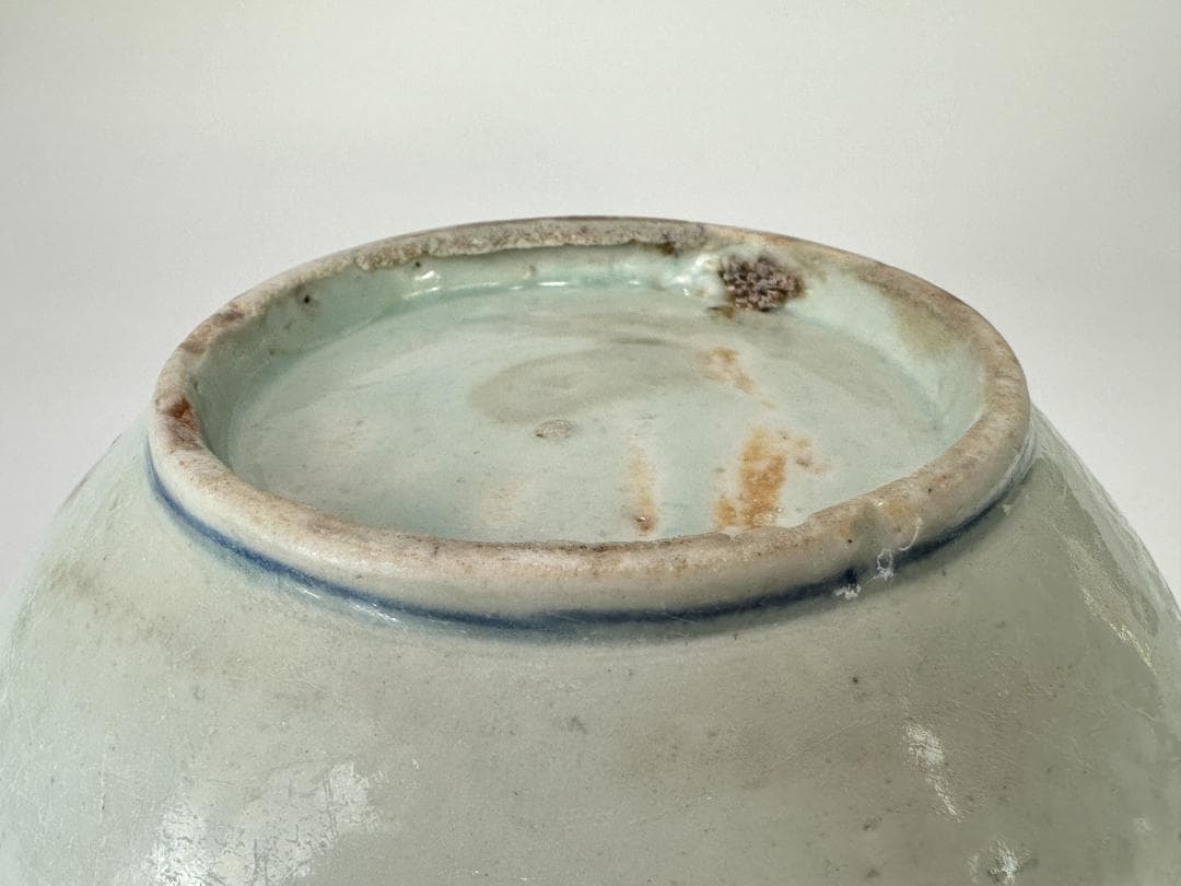 韓国美術　李朝時代　青花　花卉文壷　小壷　直り有　時代物　古物　朝鮮古陶磁