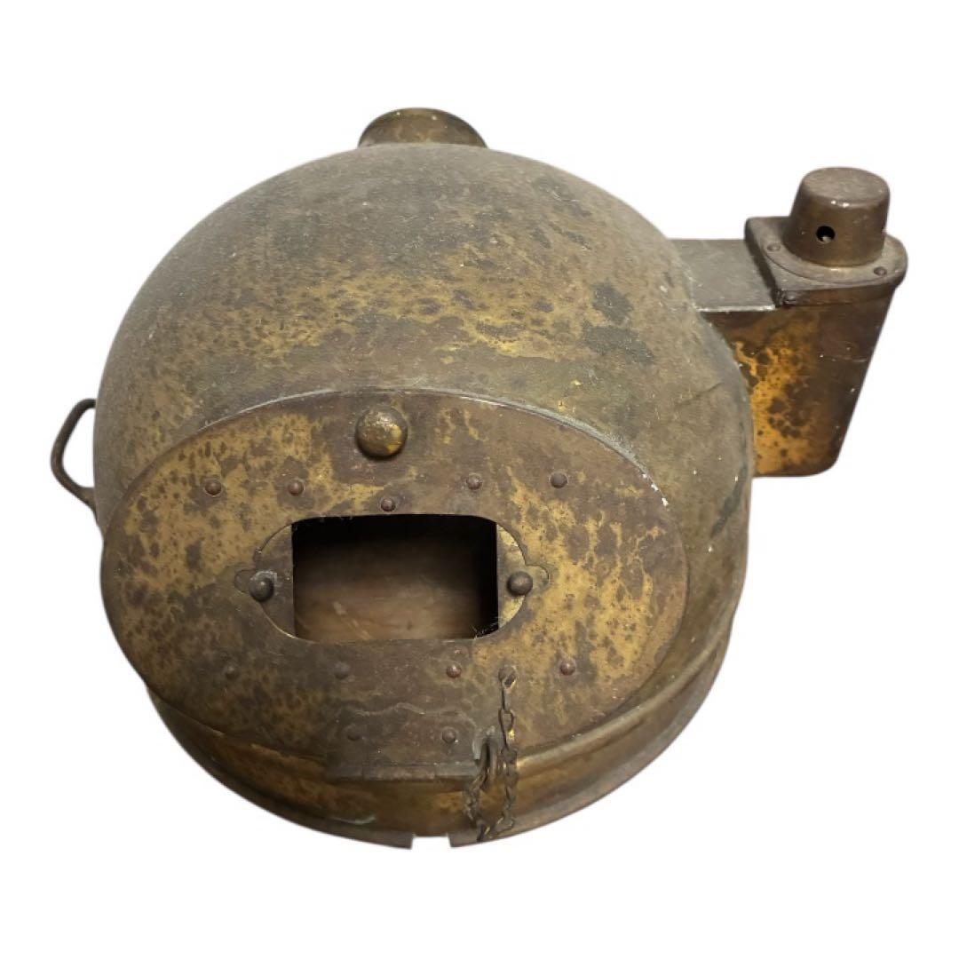 船舶用 羅針盤 本体 真鍮系金属製｜大型 航海計器 古道具 オブジェ