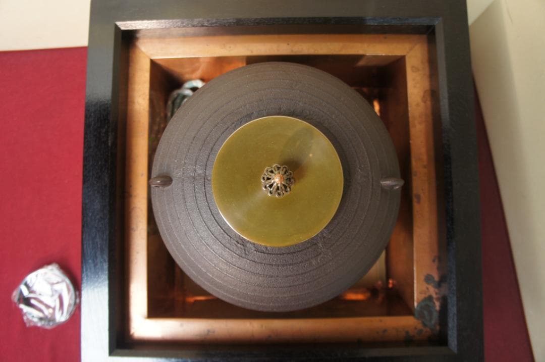 ☆本桐 七宝透かし置炉 在銘釜 唐銅蓋 置炉用600W電熱器 送料込み