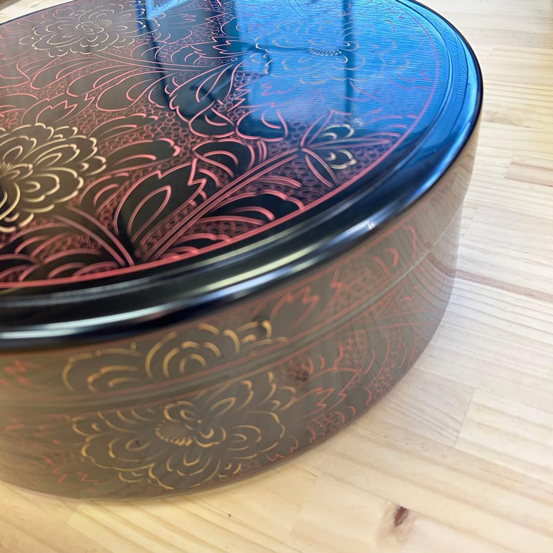 輪島塗り 茶櫃 木製 丸盆 茶道具 木製漆器 漆芸 漆器 工芸品 蒔絵