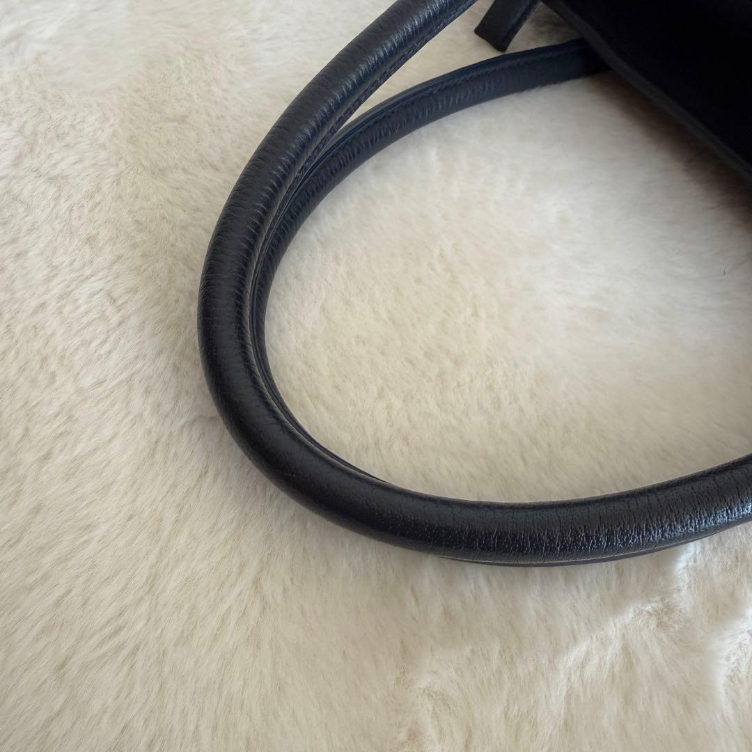 【美品】　バーニーズニューヨーク　オールレザー　トートバッグ　ネイビー　A4