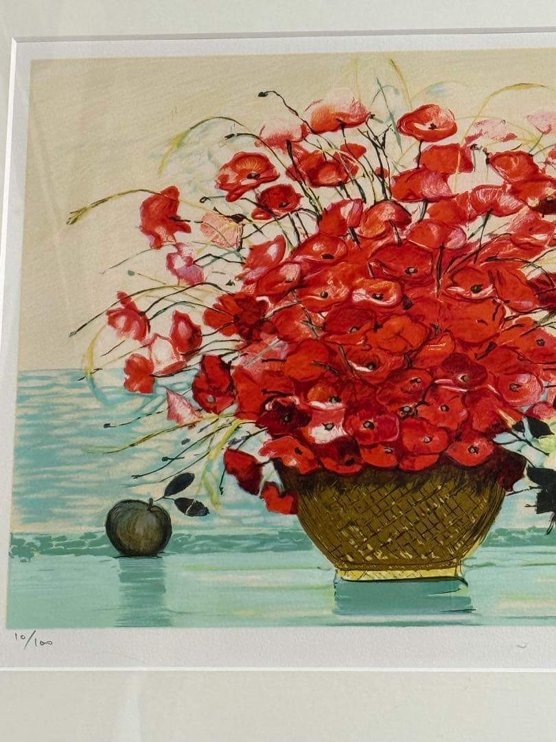 フランスの画家ミッシェル・アンリ【赤いブーケ】限定10/100 送料込み1020