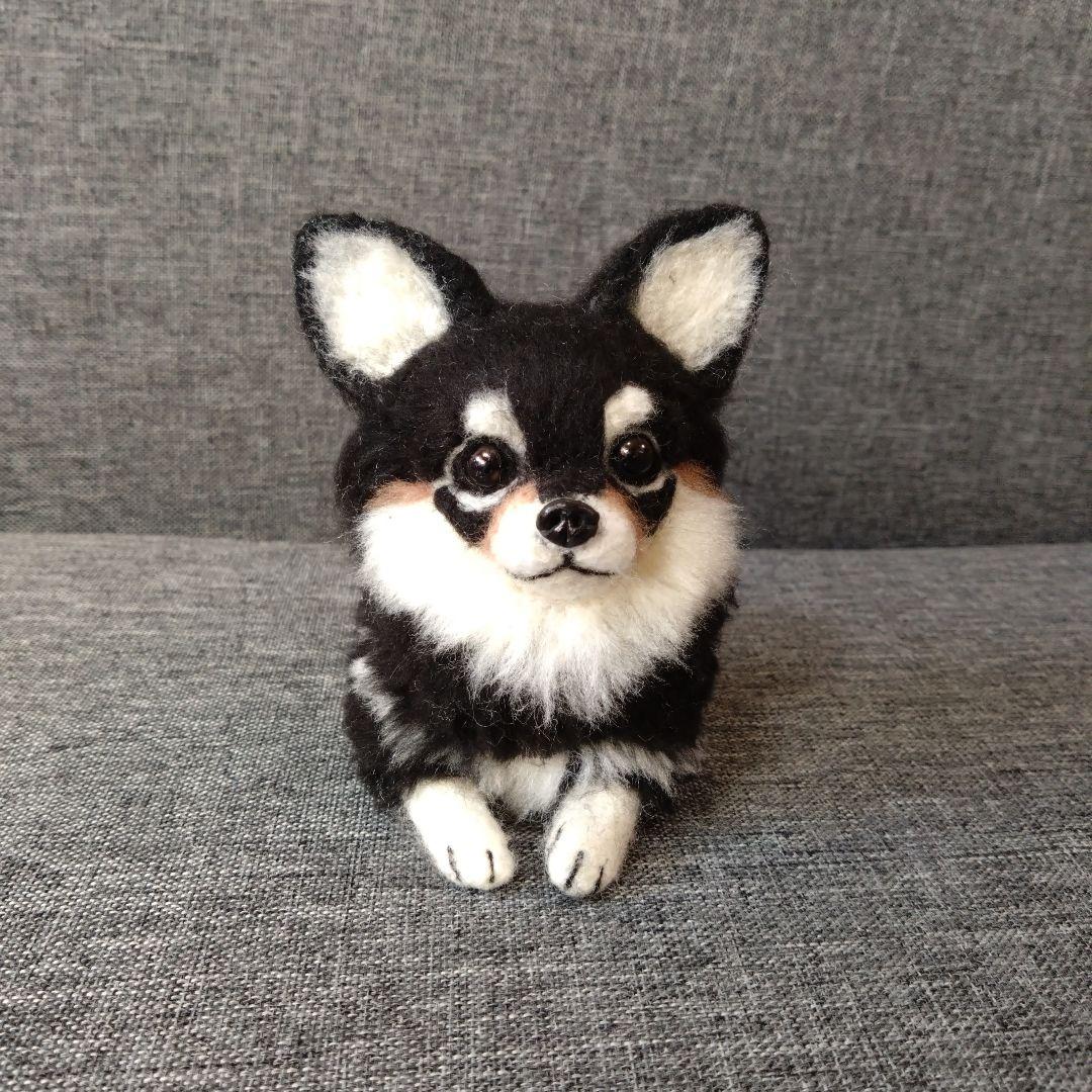 羊毛フェルト チワワ　犬　ハンドメイド　ぬいぐるみ　置物