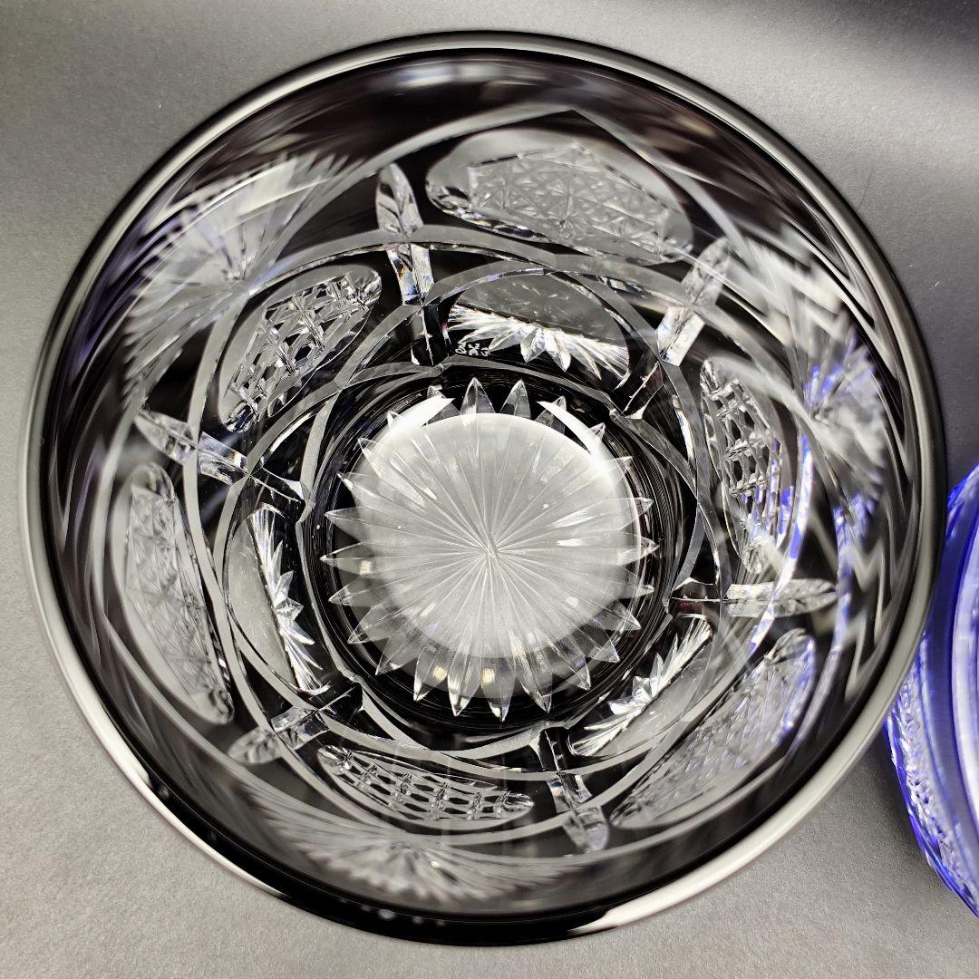 未使用☆江戸切子 瀧澤利夫 ペアロックグラス（切子、江戸切子、薩摩切子）