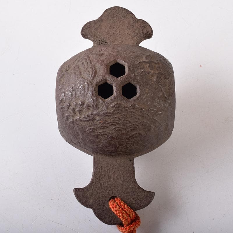 時代金工　古鉄　山水刻　小槌　香炉　共箱　V　R8204