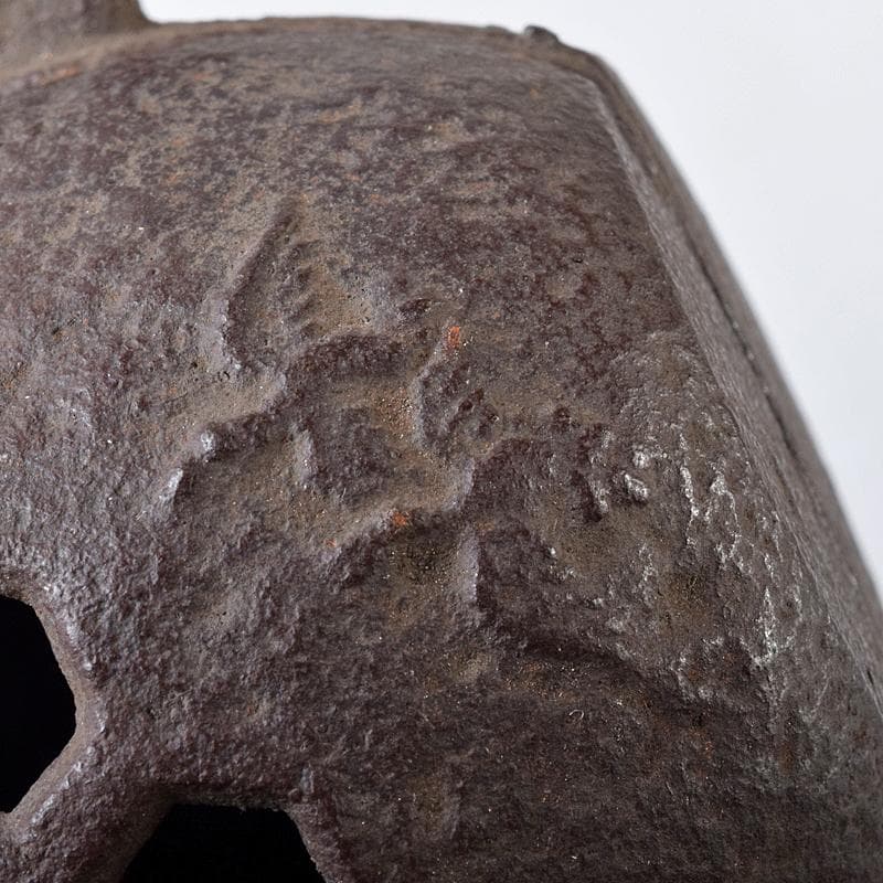 時代金工　古鉄　山水刻　小槌　香炉　共箱　V　R8204