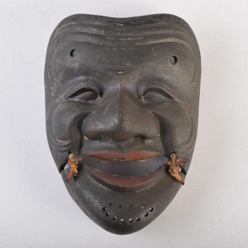 能面　能楽　雅楽　宗三郎作　銅製　翁　お面　共箱　N　9017