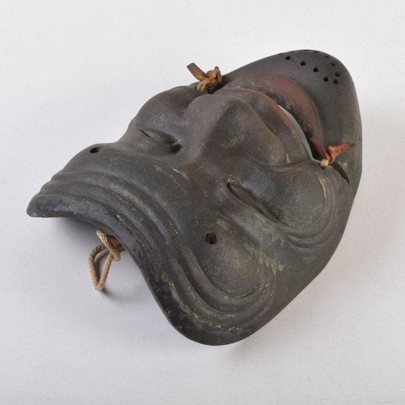 能面　能楽　雅楽　宗三郎作　銅製　翁　お面　共箱　N　9017