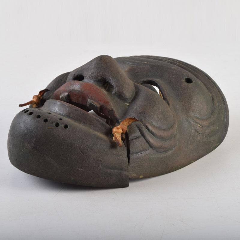 能面　能楽　雅楽　宗三郎作　銅製　翁　お面　共箱　N　9017