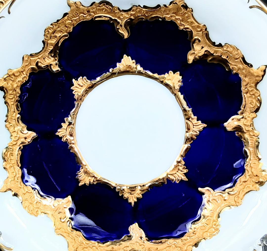 24金マイセングランツゴールドBフォーム紺カップ＆ソーサ＆プレート美品1級品 ヘ