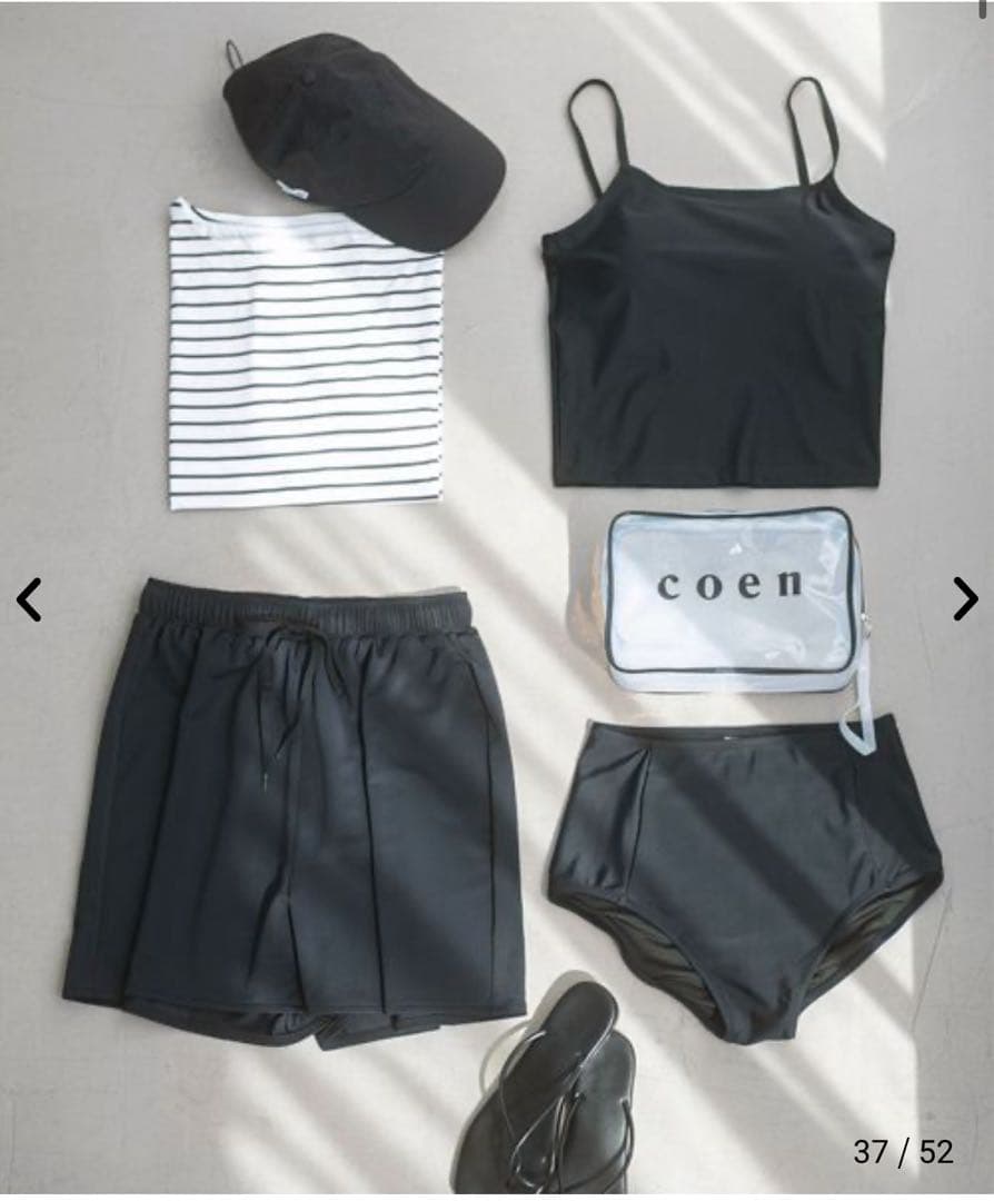 coen ポーチ付きボーダートップススイムウエア4点セット　WEB限定セット