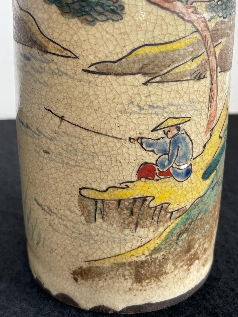 青木木米 京焼 徳利 酒器 花入 山水図 時代物 古陶磁 旧家蔵出 江戸期