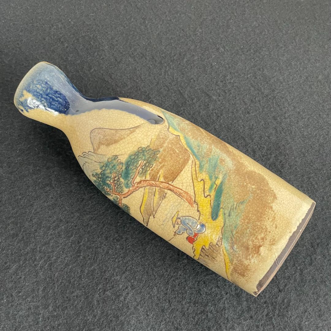青木木米 京焼 徳利 酒器 花入 山水図 時代物 古陶磁 旧家蔵出 江戸期