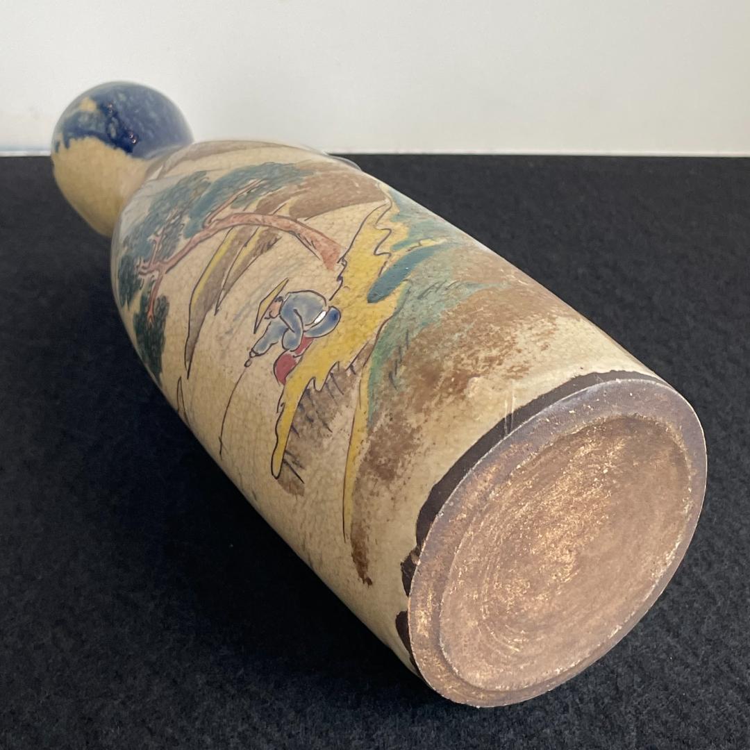 青木木米 京焼 徳利 酒器 花入 山水図 時代物 古陶磁 旧家蔵出 江戸期